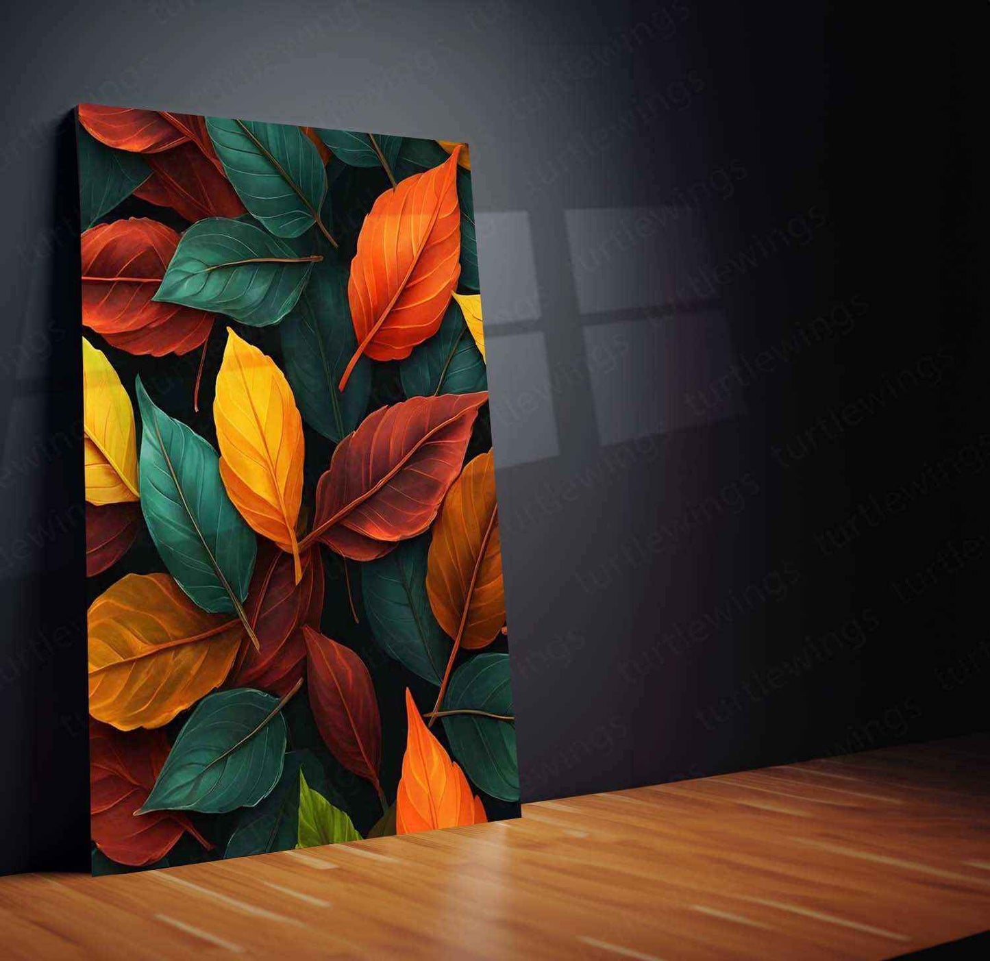 Leaves Abstract Metal Poster – Modern Botanical Wall Art | Nature-Inspired Minimalist Decor - TURTLEWINGS