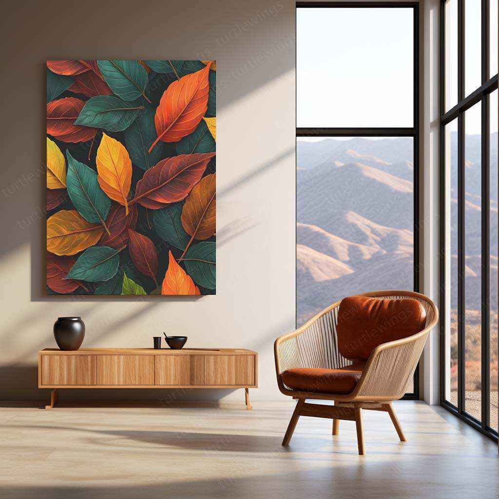Leaves Abstract Metal Poster – Modern Botanical Wall Art | Nature-Inspired Minimalist Decor - TURTLEWINGS