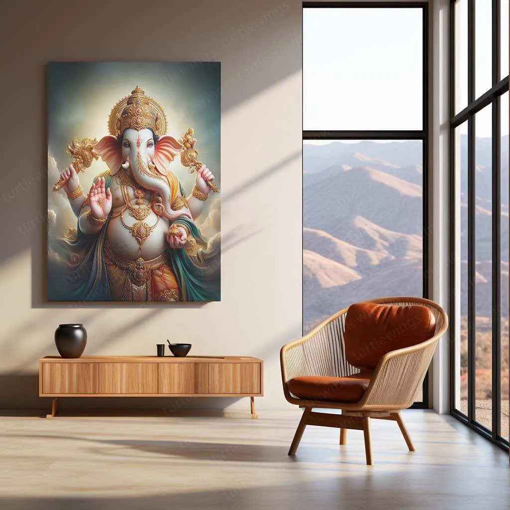 Lord Ganesh Metal Poster – Divine Hindu Wall Art | Spiritual Home & Temple Deco - TURTLEWINGS
