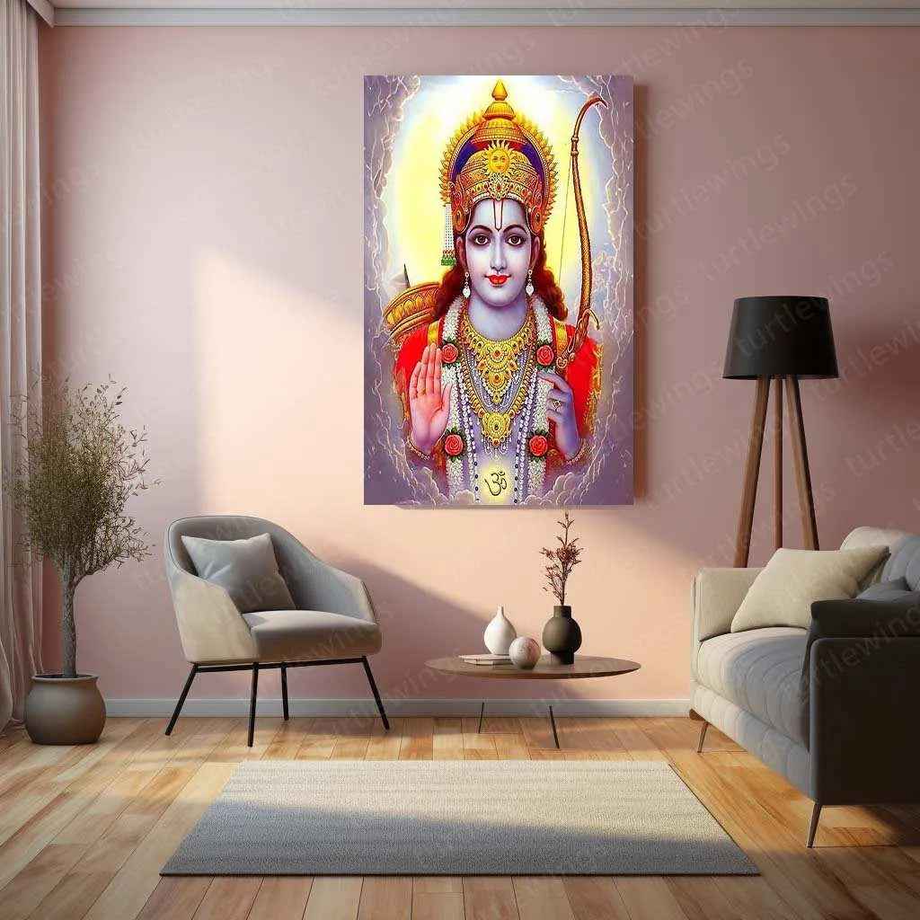 Lord Ram Metal Poster – Divine Hindu Wall Art | Shri Ram Mandir Inspired Decor 3 - TURTLEWINGS
