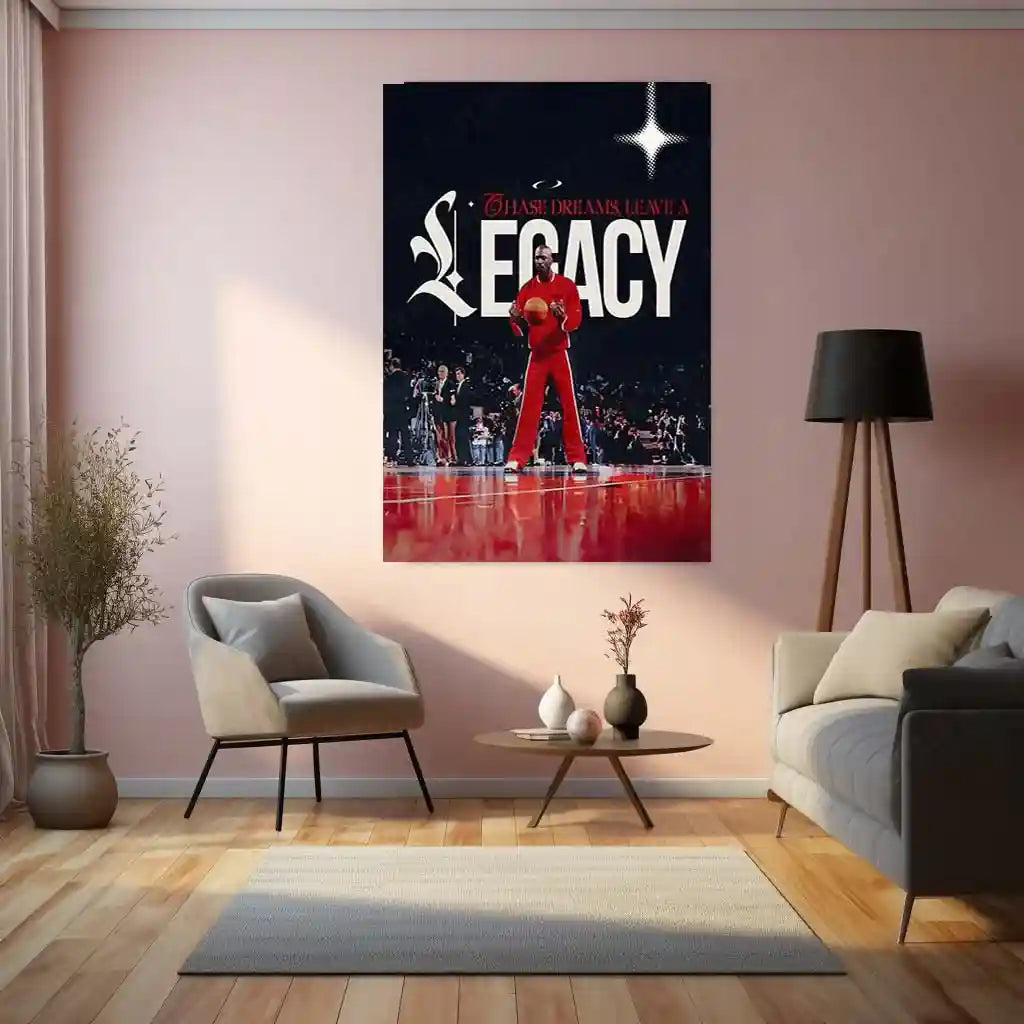 Quote Metal Poster | Michael Jordan – Legacy Over Dreams Metal Frame | GOAT Mentality Basketball Wall Art | Champion Legacy Quote Metal Poster - TURTLEWINGS