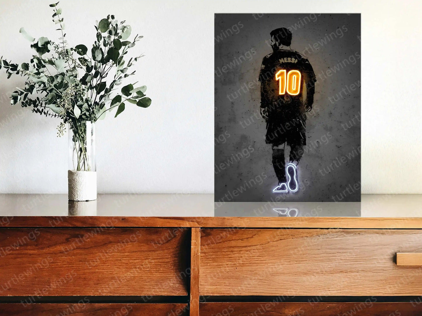Lionel Messi Neon LED Metal Frame â Soccer Legend Wall Art - TURTLEWINGS