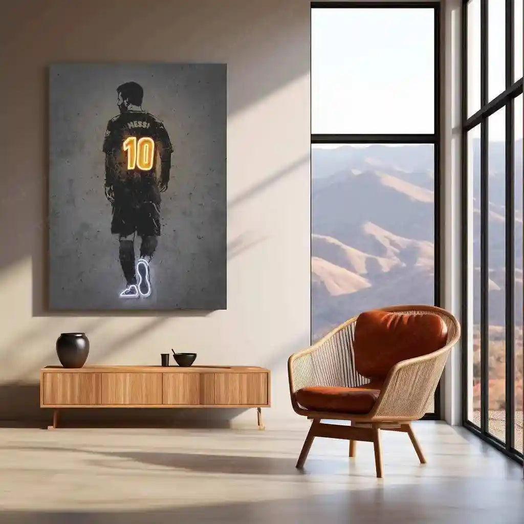 Lionel Messi Neon LED Metal Frame â Soccer Legend Wall Art - TURTLEWINGS