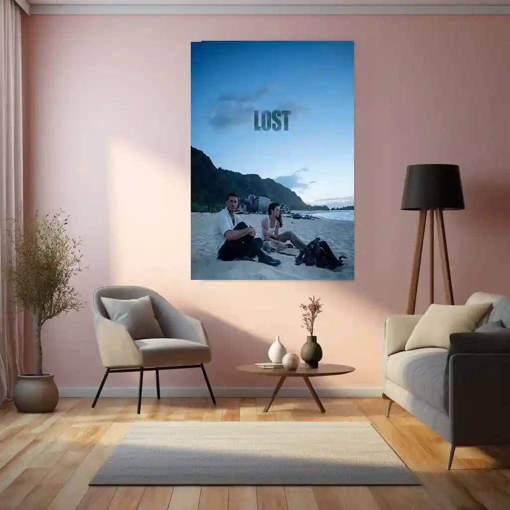 Movies & Series Metal Poster | Lost Series Metal Poster | Ocean Crash Scene Wall Art | LOST Island Survival Frame | TV Series Decor - TURTLEWINGS