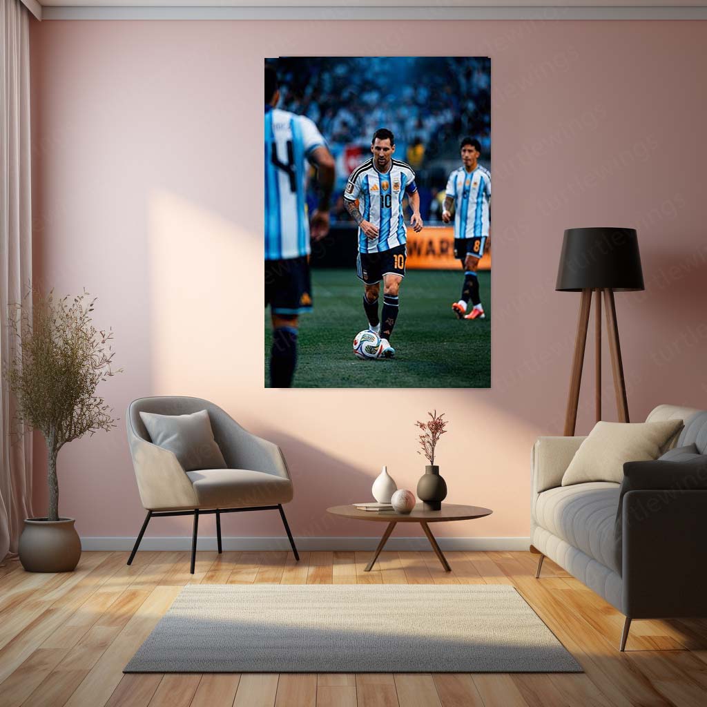 Lionel Messi Argentina Matchday Metal Poster | World Champion No. 10 Football Wall Art