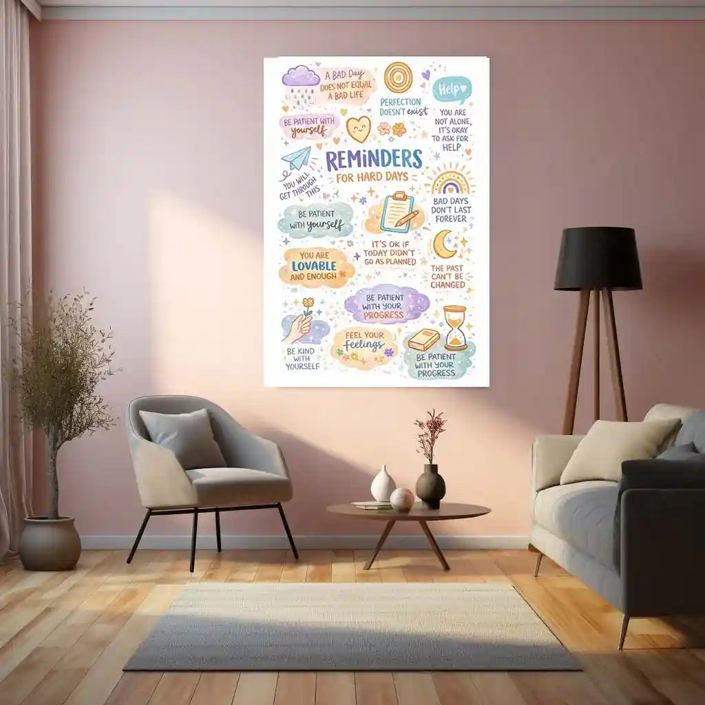 Quote Metal Poster | Reminders For Hard Days – Self Love & Mental Wellness | Motivational Metal Frame - TURTLEWINGS
