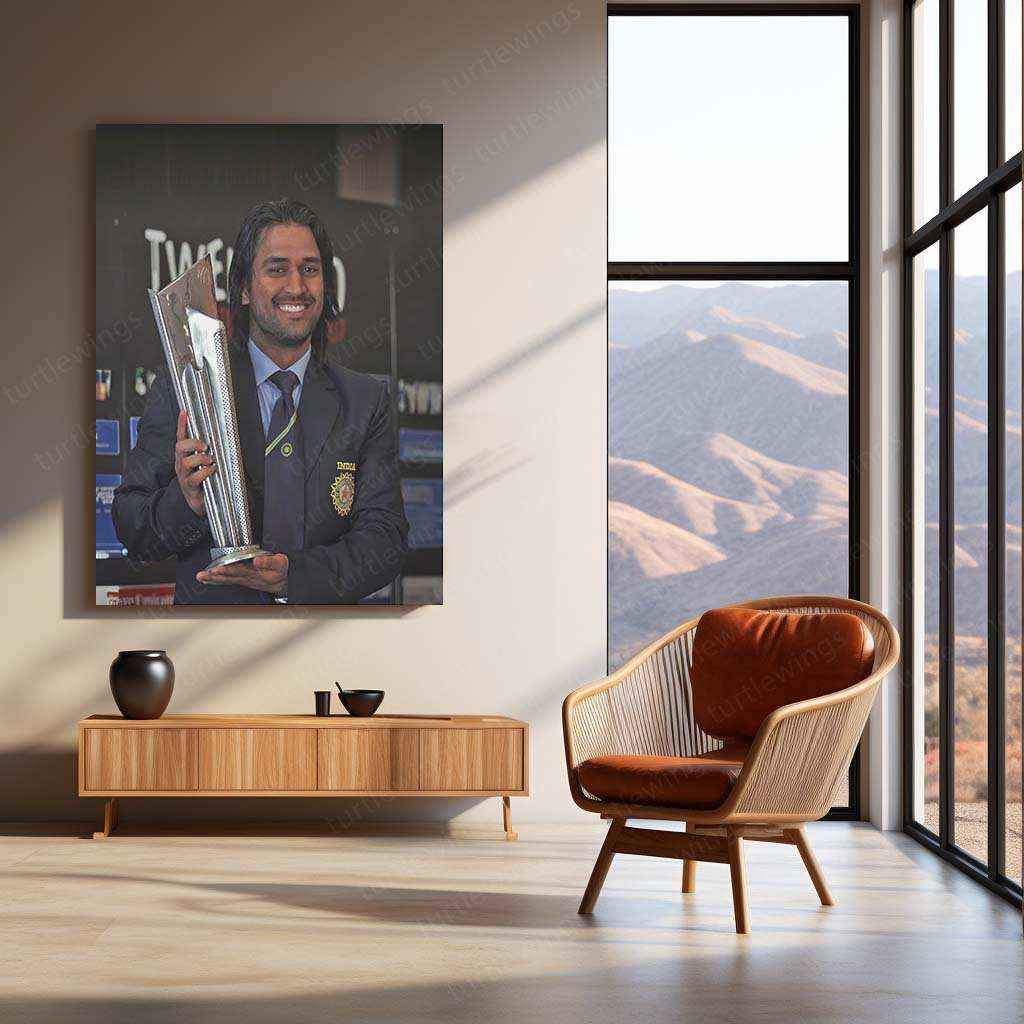 MS Dhoni 2007 Metal Poster – Iconic T20 World Cup Victory Wall Art 2 - TURTLEWINGS