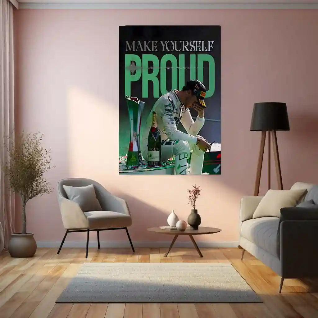Quote Metal Poster | Pierre Gasly – Make Yourself Proud Metal Frame Formula 1 Resilience Wall Art | Personal Victory Mindset Quote Metal Poster - TURTLEWINGS