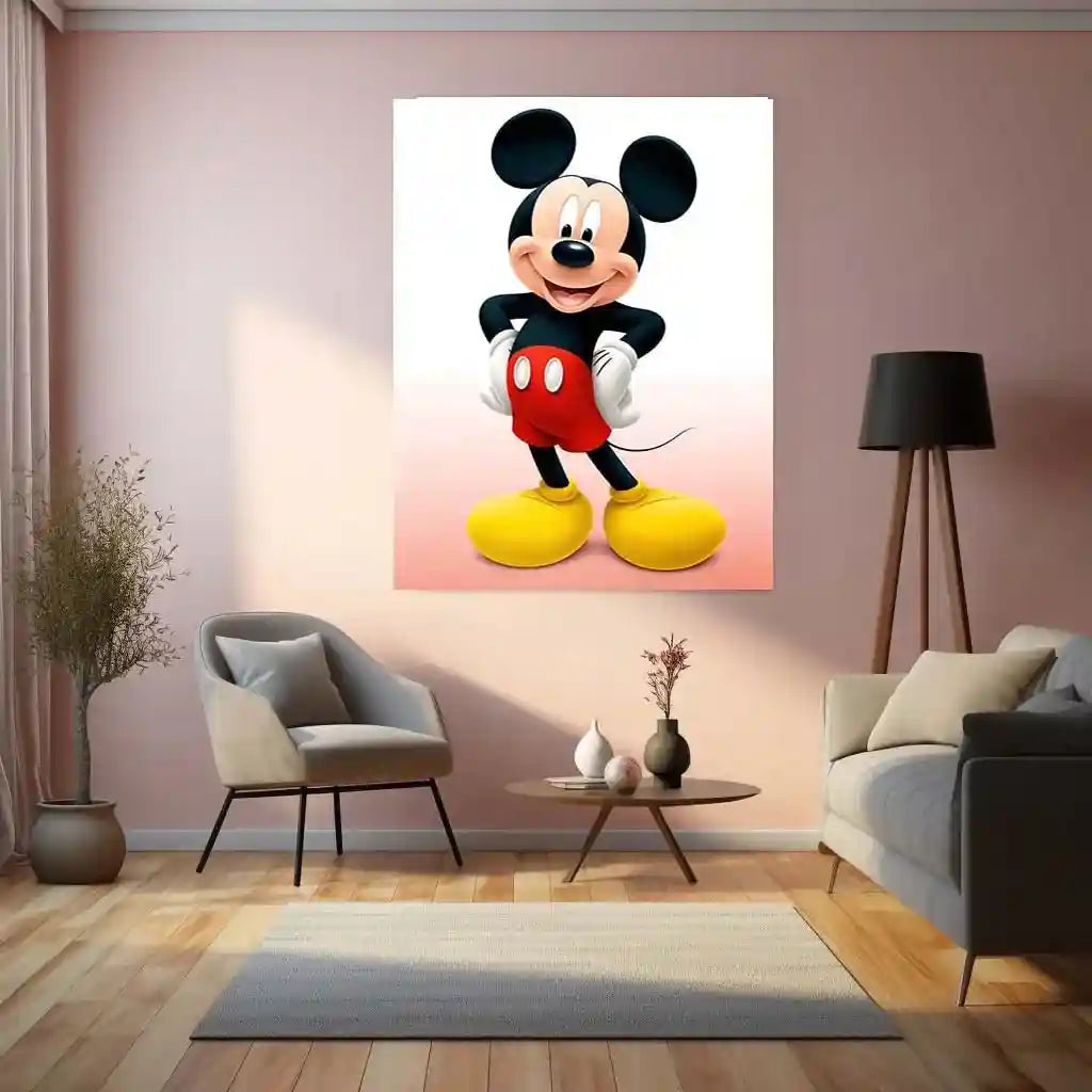 Anime Metal Poster | Mickey Mouse Cheerful Metal Poster – Classic Disney Magic - TURTLEWINGS