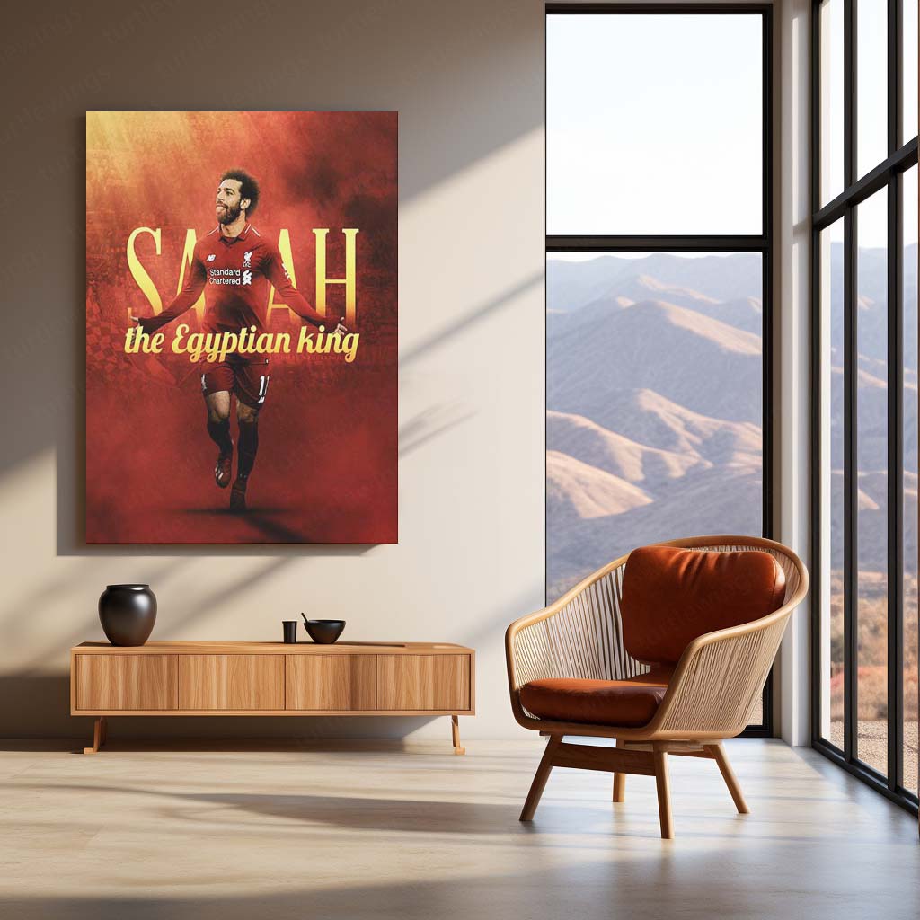 Mohamed Salah – The Egyptian King Metal Frame | Liverpool FC Wall Art | Iconic Poster for Reds Fans & Football Royalty Collectors - TURTLEWINGS