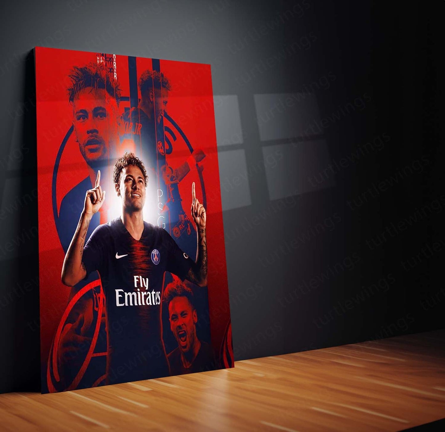 Neymar Jr. PSG Metal Frame | Paris Saint-Germain Football Art - TURTLEWINGS