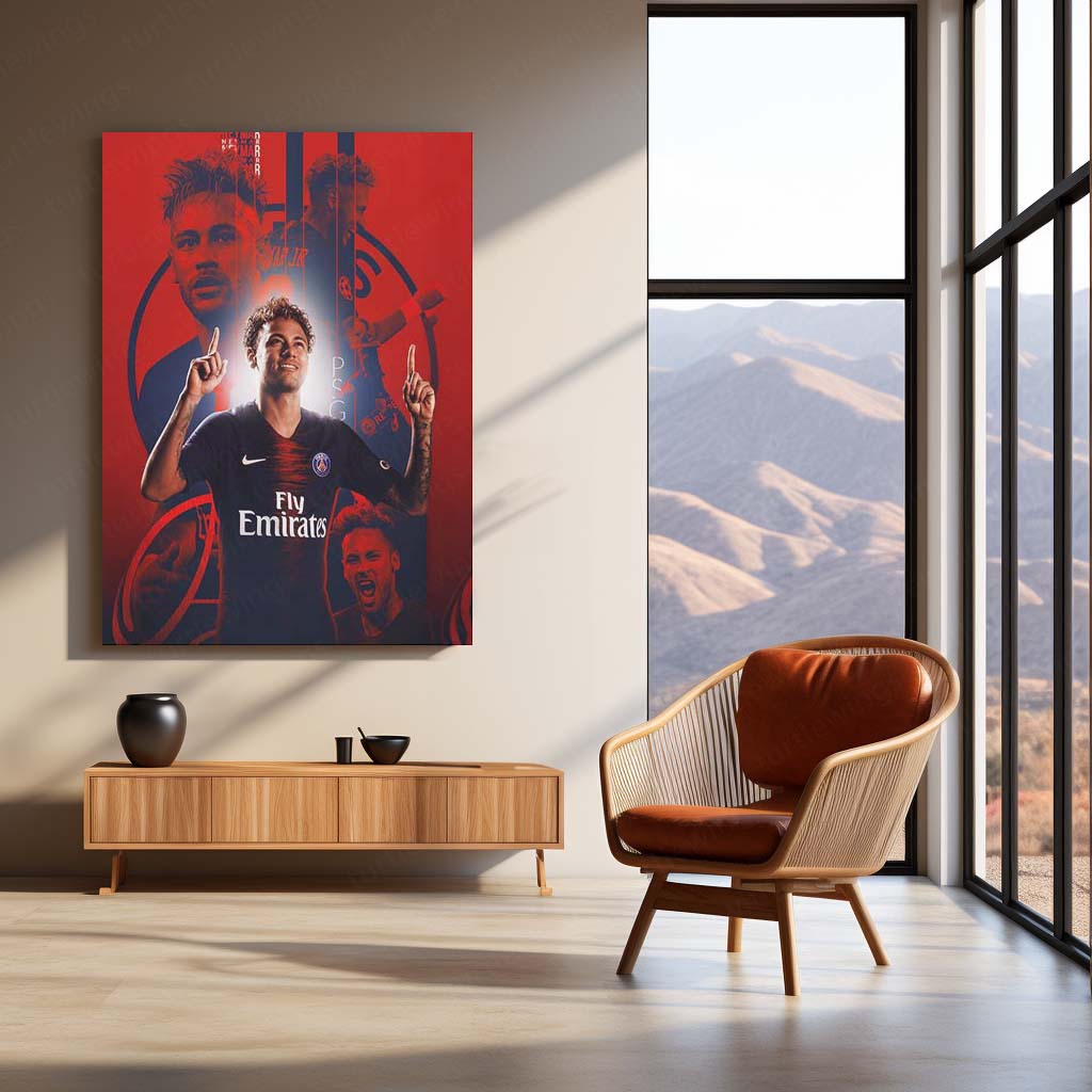 Neymar Jr. PSG Metal Frame | Paris Saint-Germain Football Art - TURTLEWINGS
