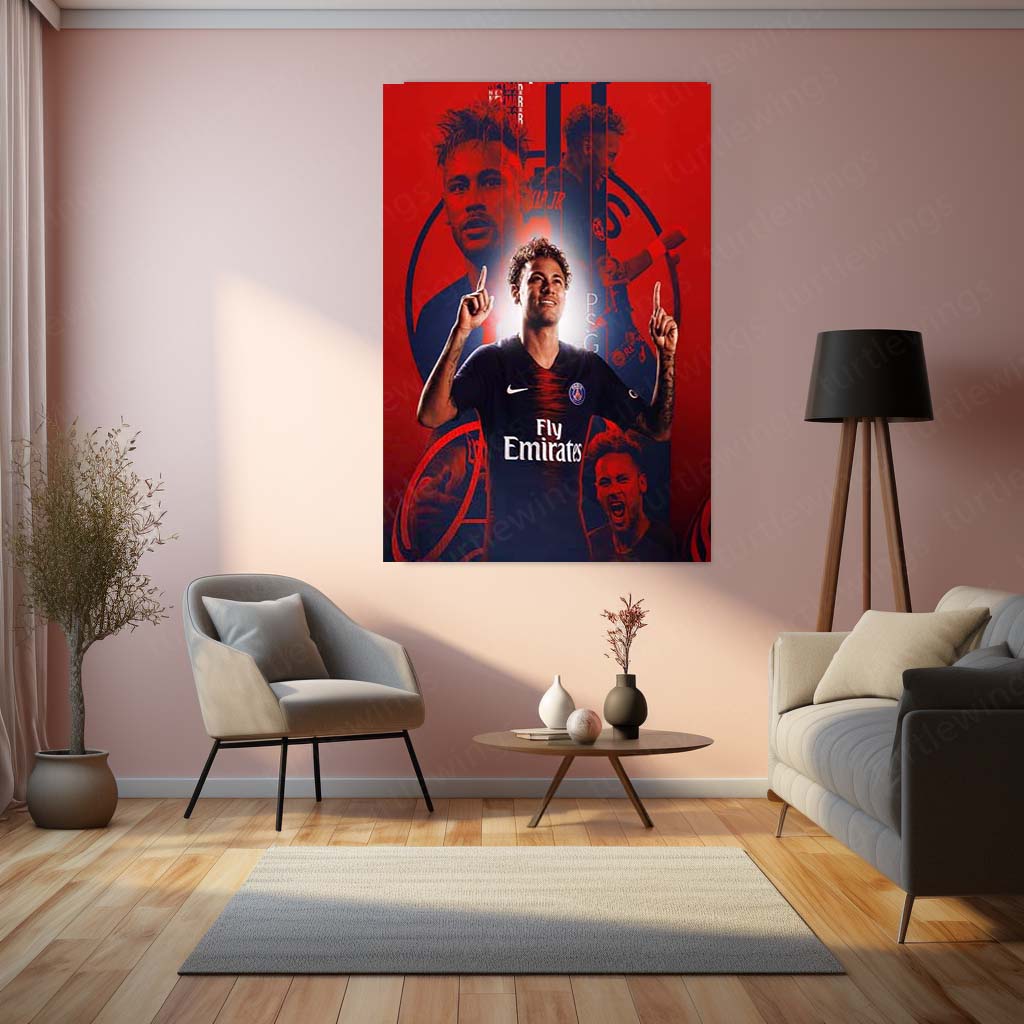 Neymar Jr. PSG Metal Frame | Paris Saint-Germain Football Art - TURTLEWINGS