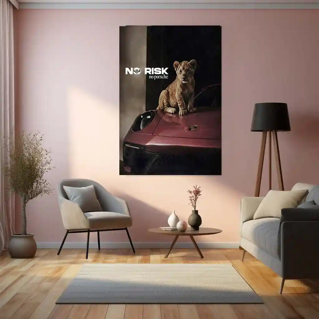 Quote Metal Poster | No Risk, No Porsche Metal Frame Precision Performance, Legacy Speed & Relentless Discipline Wall Art | Supercar Mindset Quote Metal Poster 01 - TURTLEWINGS
