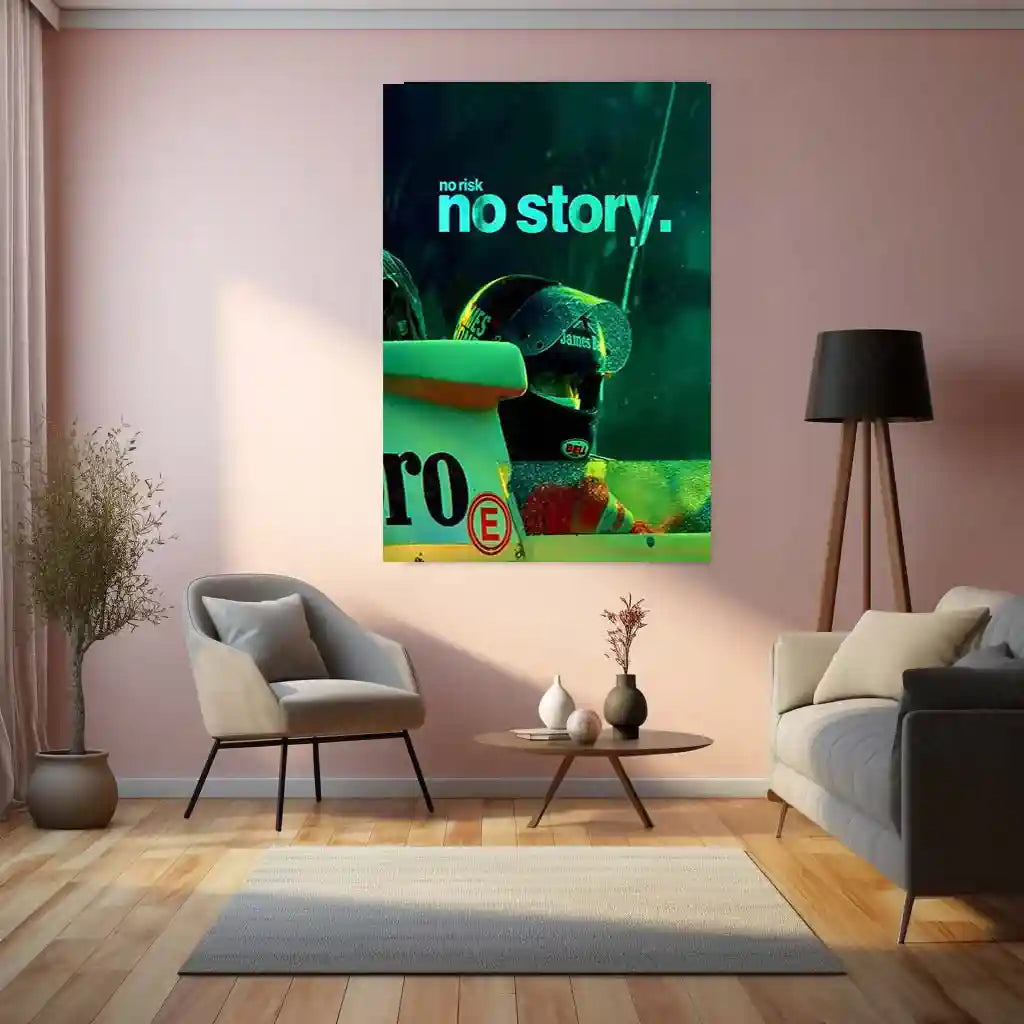 Quote Metal Poster | Niki Lauda – No Risk, No Story Metal Frame Formula 1 Grit, Fearless Comeback & Pure Racing Mentality Wall Art | Motorsport Legend Quote Metal Poster - TURTLEWINGS