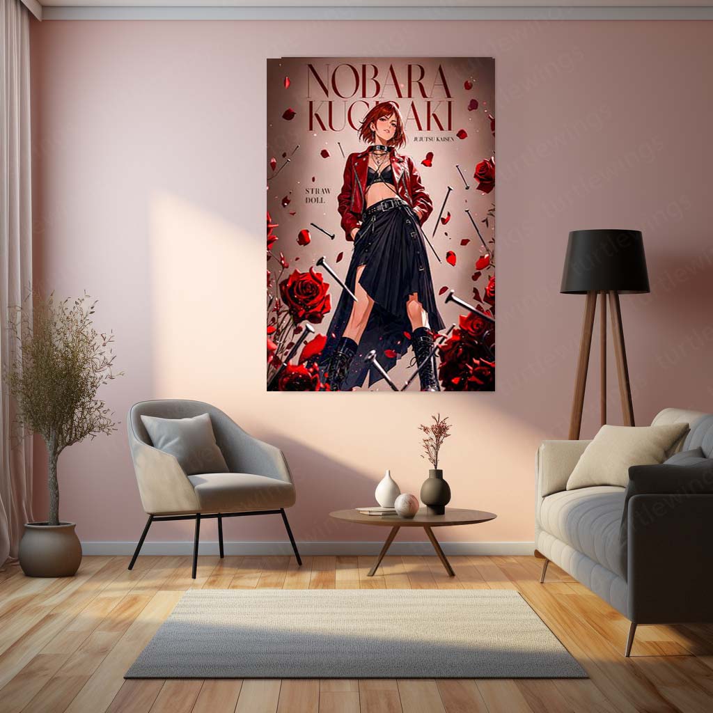 Anime Metal Poster | Nobara Kugisaki Straw Doll Metal Poster | Jujutsu Kaisen Anime Wall Art | Premium Aluminum Print