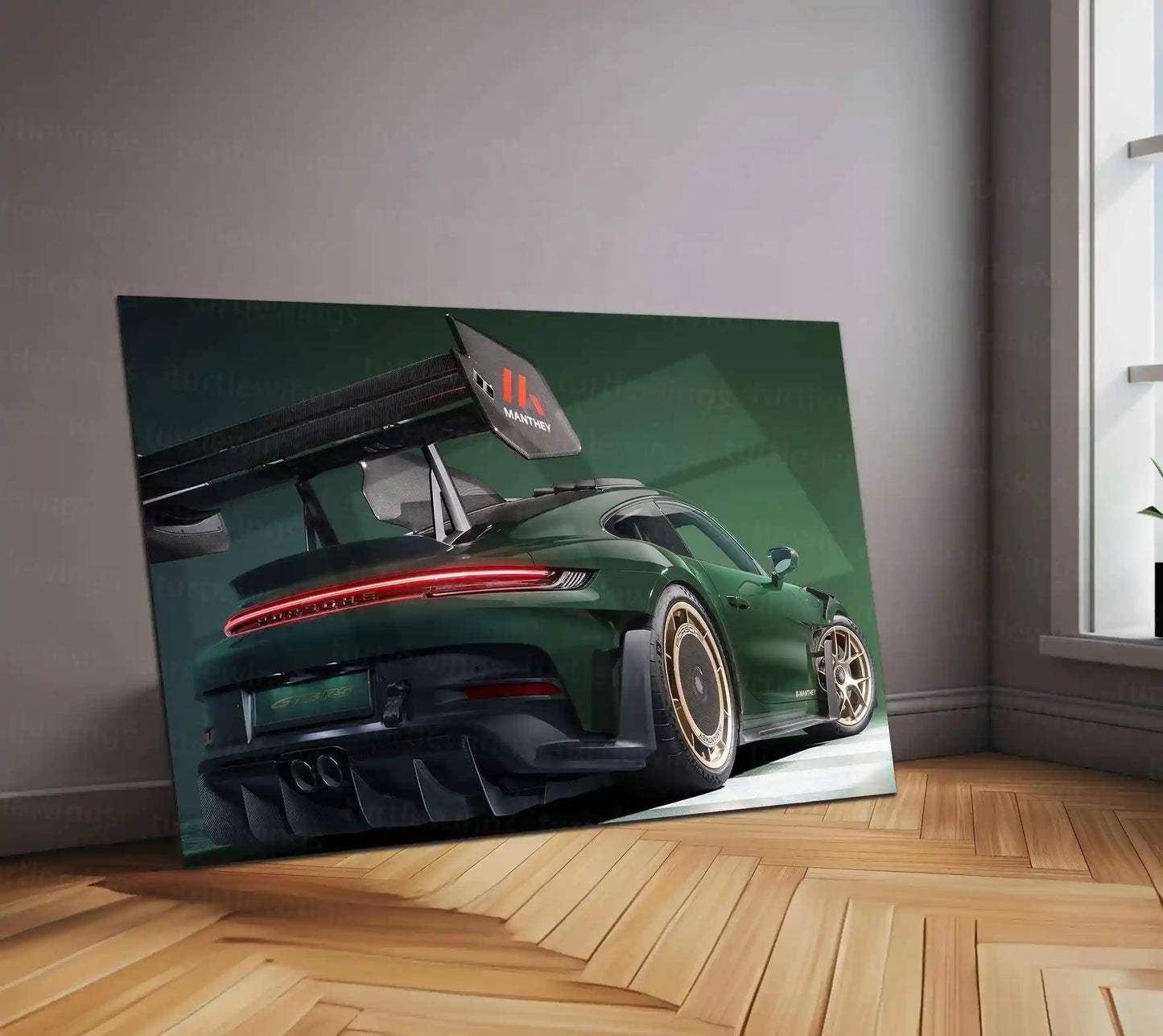 2025 Porsche 911 GT3 RS with Manthey Kit Neon LED Metal Frame â Ultimate Sports Car Wall Art - TURTLEWINGS