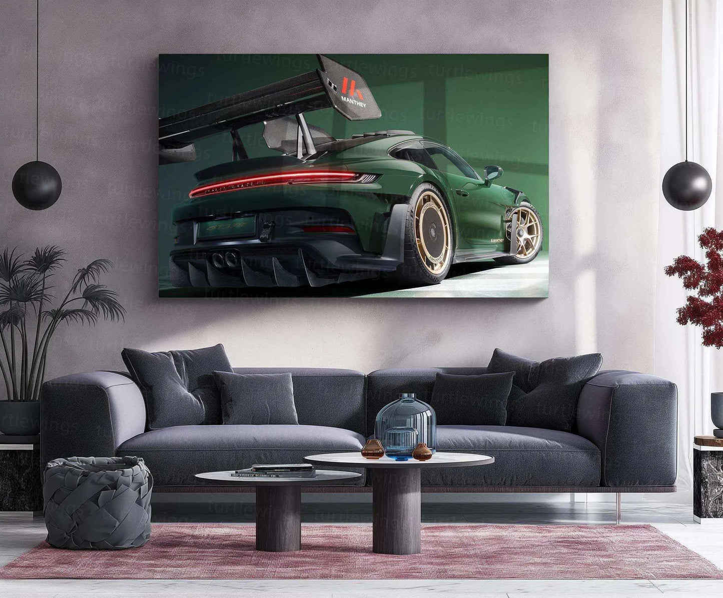 2025 Porsche 911 GT3 RS with Manthey Kit Neon LED Metal Frame â Ultimate Sports Car Wall Art - TURTLEWINGS