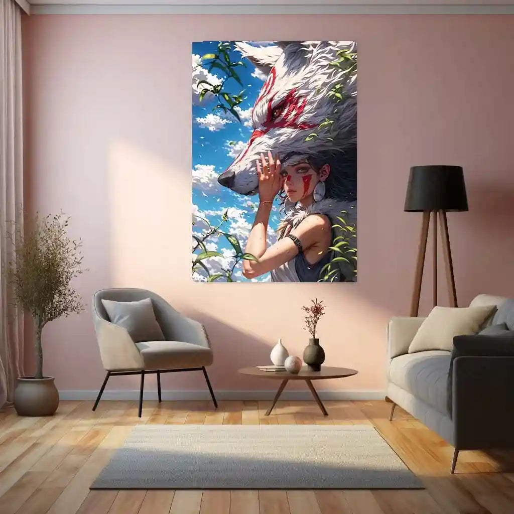 Anime Metal Poster | Princess Mononoke – Spirit of the Forest | Mythic Anime Metal Frame Nature, Identity & Warrior Soul Wall Art | Studio Ghibli–Inspired Metal Poster - TURTLEWINGS