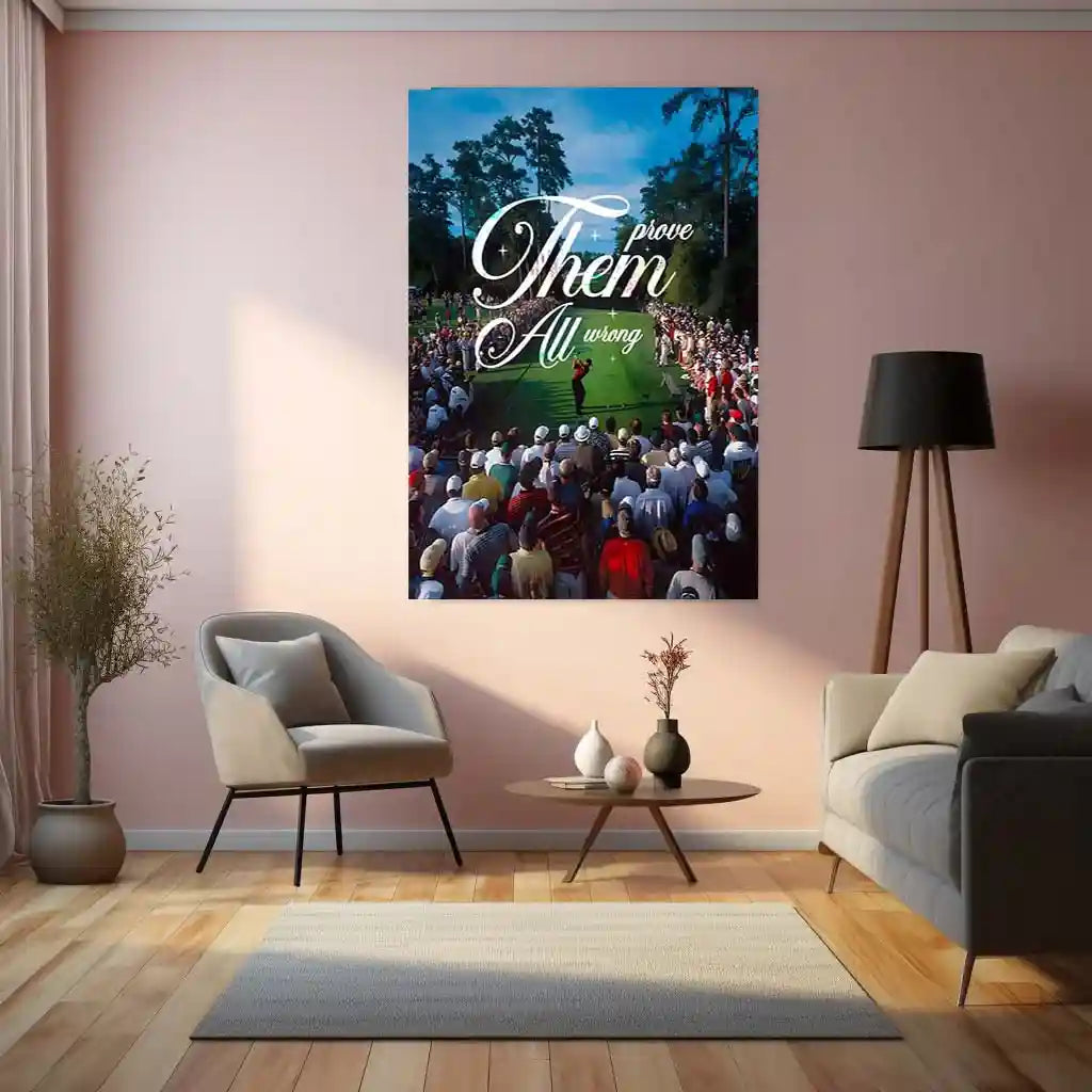 Quote Metal Poster | Tiger Woods – Prove Them All Wrong Metal Frame Champion Comeback Golf Wall Art | Relentless Mindset Quote Metal Poster - TURTLEWINGS