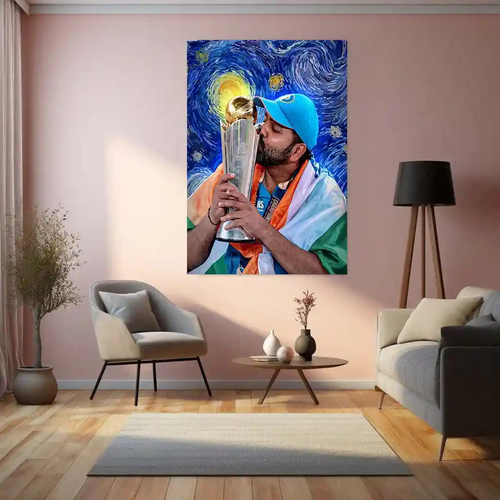Cricket Metal Poster | Rohit Sharma Celebration Metal Poster – Hitman Cricket Wall Art | Team India 01 - TURTLEWINGS