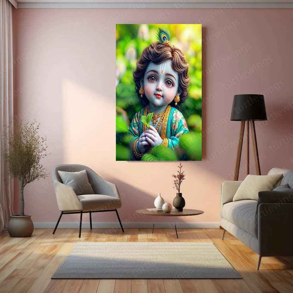 Shri Krishna Metal Poster – Divine Wall Art of Lord Krishna 2 - TURTLEWINGS
