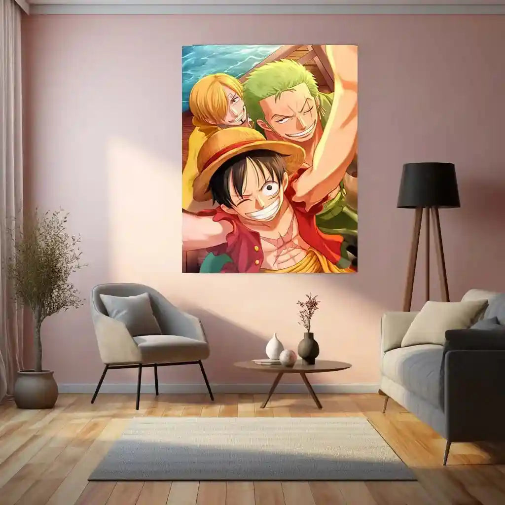 Anime Metal Poster | Sanji, Luffy & Roronoa Zoro Metal Poster – One Piece Trio Wall Art - TURTLEWINGS
