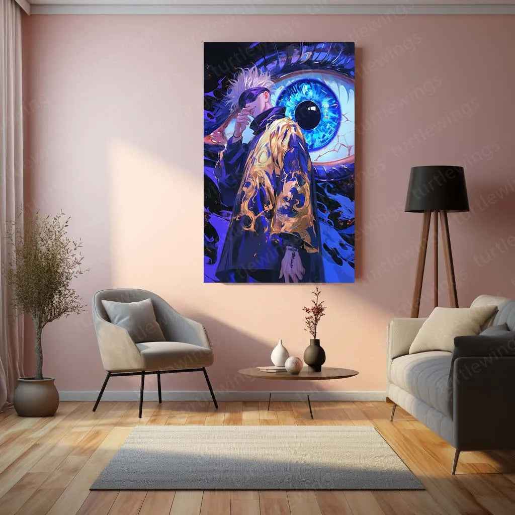 Satoru Gojo Metal Poster | Jujutsu Kaisen Anime Wall Art | Limitless & Six Eyes Decor - TURTLEWINGS