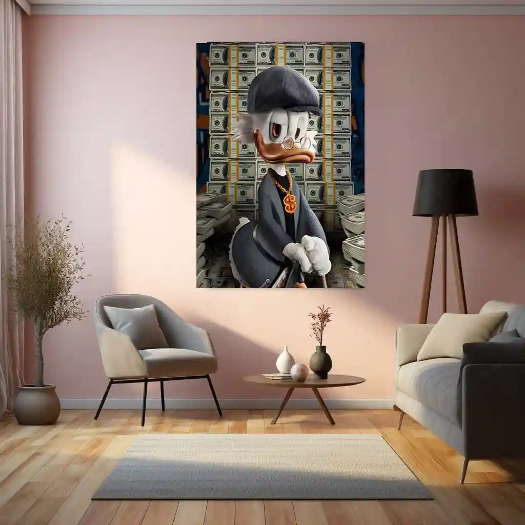 Scrooge McDuck Money Metal Poster | Billionaire’s Dream Wall Art | Luxury Hustle Decor Frame - TURTLEWINGS