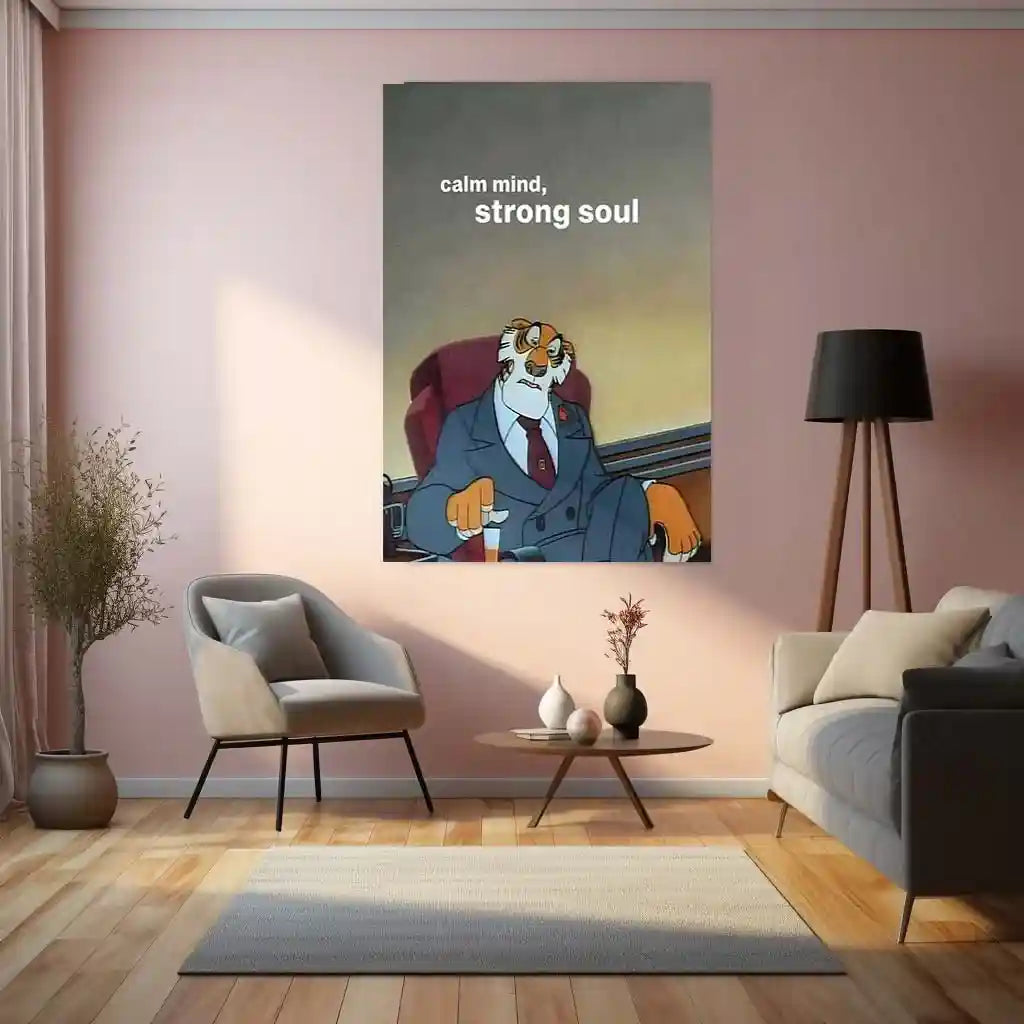 Quote Metal Poster | The Jungle Book Shere Khan – “Calm mind, strong soul” Quote Metal Frame Wall Art - TURTLEWINGS