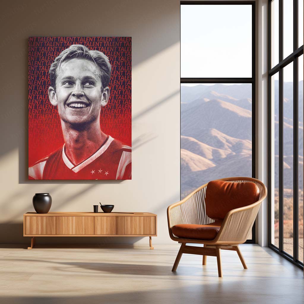 Frenkie de Jong Ajax Metal Frame – TALENT Background Poster | Dutch Midfield Wall Art - TURTLEWINGS