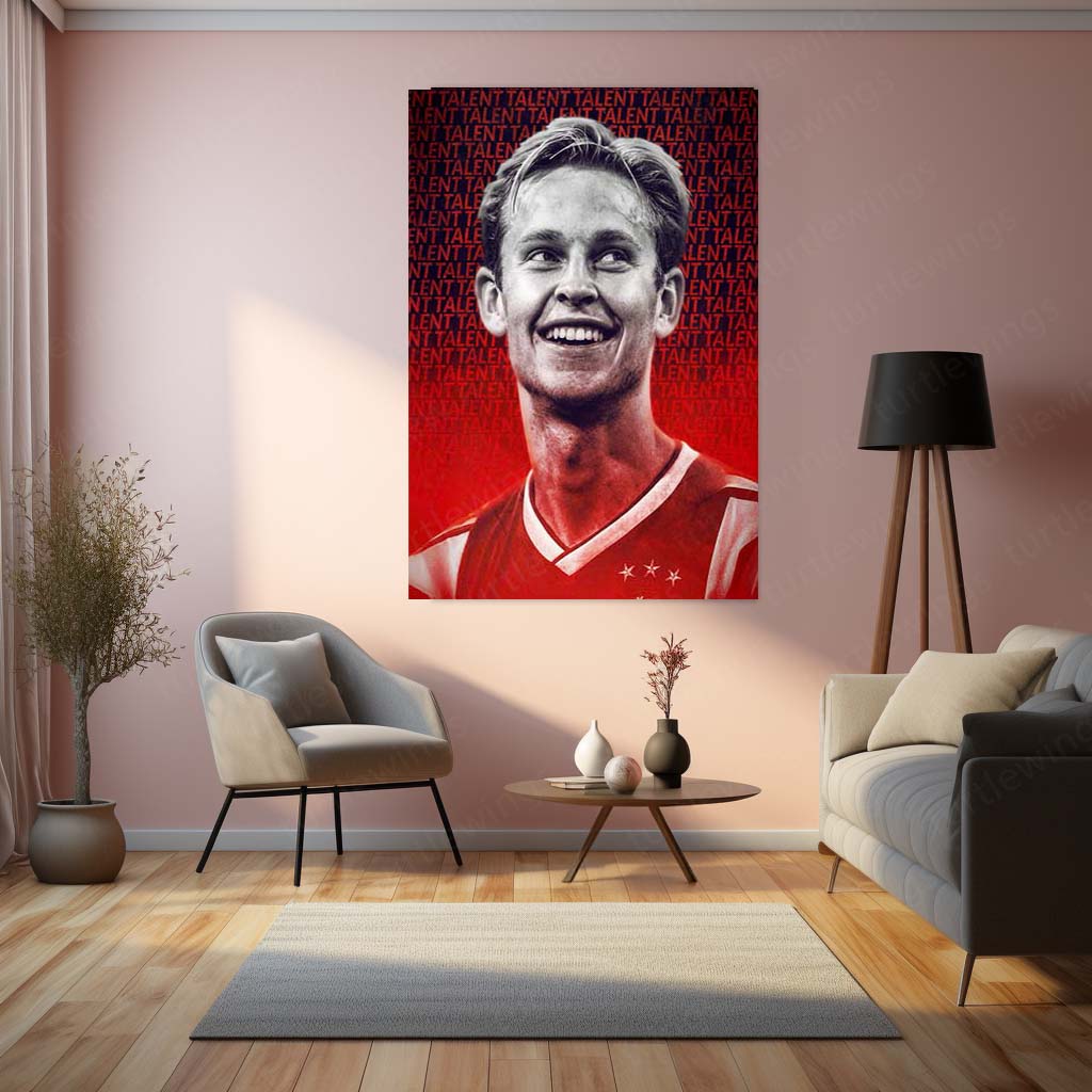 Frenkie de Jong Ajax Metal Frame – TALENT Background Poster | Dutch Midfield Wall Art - TURTLEWINGS