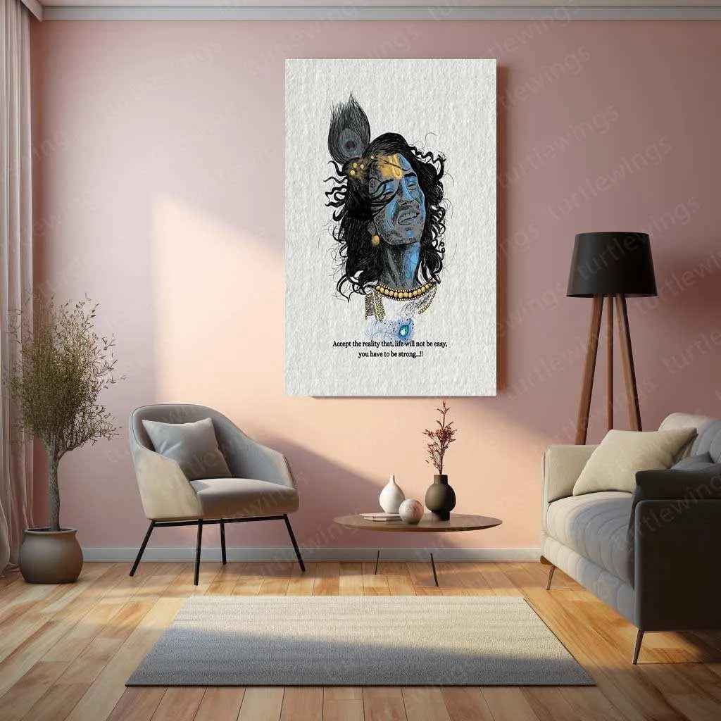 Shri Krishna Quote Metal Poster | Bhagavad Gita Wall Art | Spiritual Decor - TURTLEWINGS