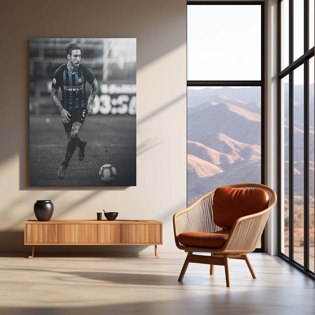 Šime Vrsaljko Inter Milan Metal Frame – No. 2 Jersey Poster | Croatian Defender Wall Art - TURTLEWINGS