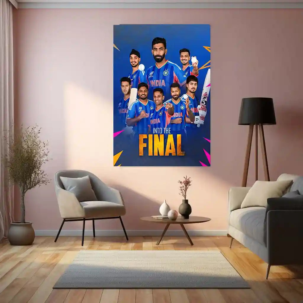 Cricket Metal Poster | Team India – Into The Final | ICC Men's T20 World Cup, 2026 | Indian Cricket Squad Metal Frame - TURTLEWINGS