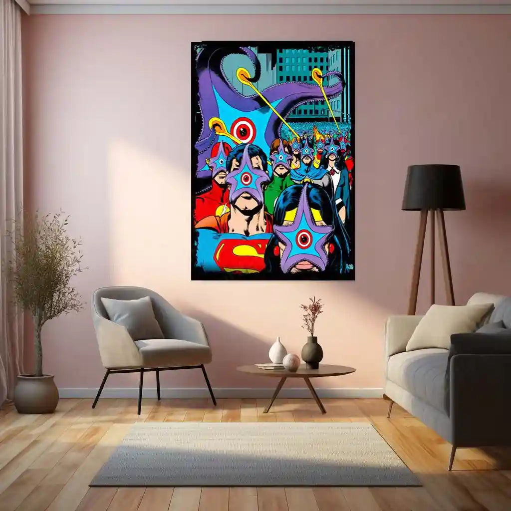 Starro vs Justice League – Cosmic Conqueror Metal Poster | DC Comics Villain Wall Frame - TURTLEWINGS