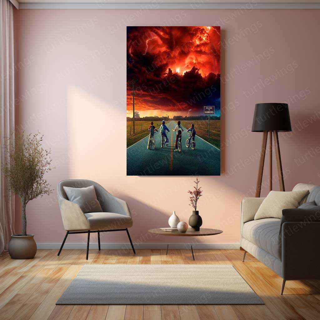 Stranger Things Metal Poster – The Upside Down Awaits 1 - TURTLEWINGS