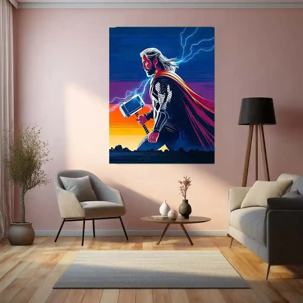Marvel Metal Poster | Thor Metal Poster | Mighty God of Thunder Wall Art 01 - TURTLEWINGS
