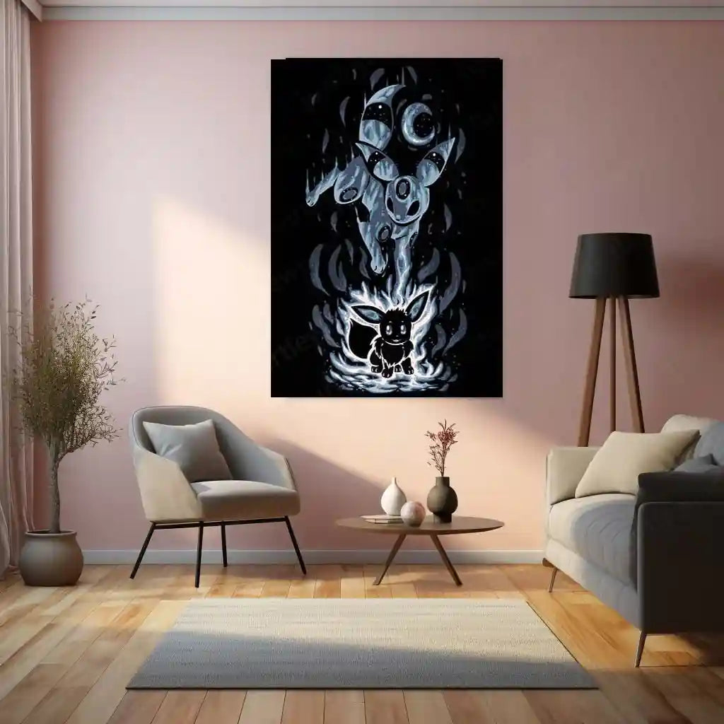 Anime Metal Poster | Pokemon The Dark Evolution Within | Shadow Awakening Metal Frame Inner Power & Transformation Anime Wall Art - TURTLEWINGS
