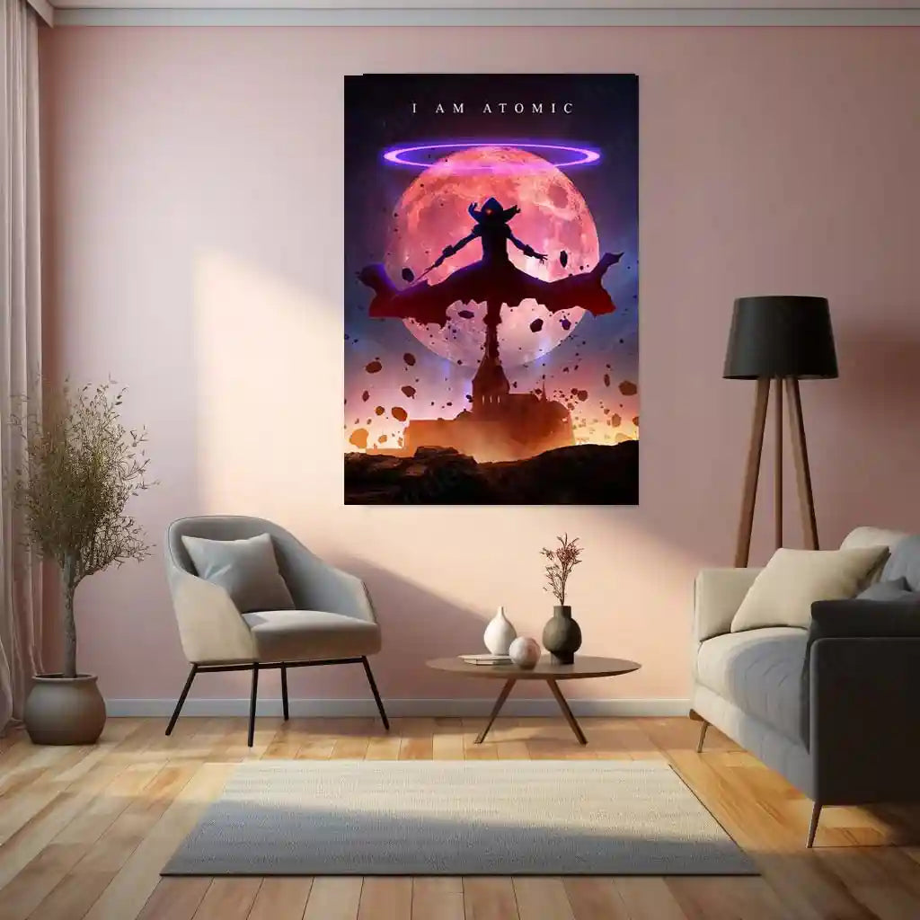 Anime Metal Poster | The Eminence in Shadow | Atomic Ascension Metal Frame Shadow Supremacy & Overwhelming Power Anime Wall Art - TURTLEWINGS