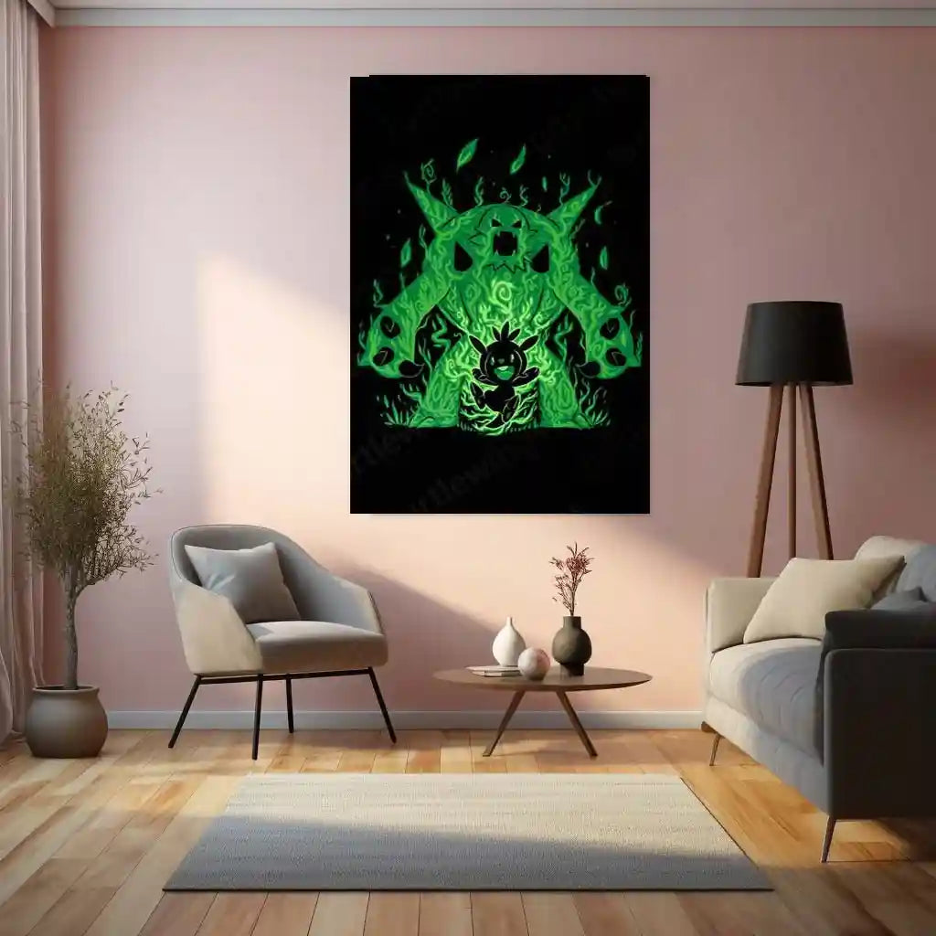 Anime Metal Poster | The Grass Knight Within | Pokemon Evolution Valor Metal Frame Nature, Honor & Growth Wall Art - TURTLEWINGS