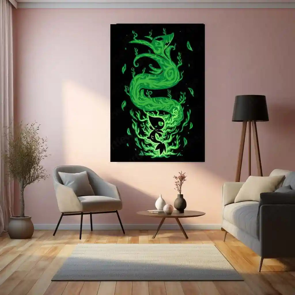 Anime Metal Poster | The Grass Snake Within | Pokemon Evolution Nature Metal Frame Growth, Elegance & Inner Awakening Wall Art - TURTLEWINGS