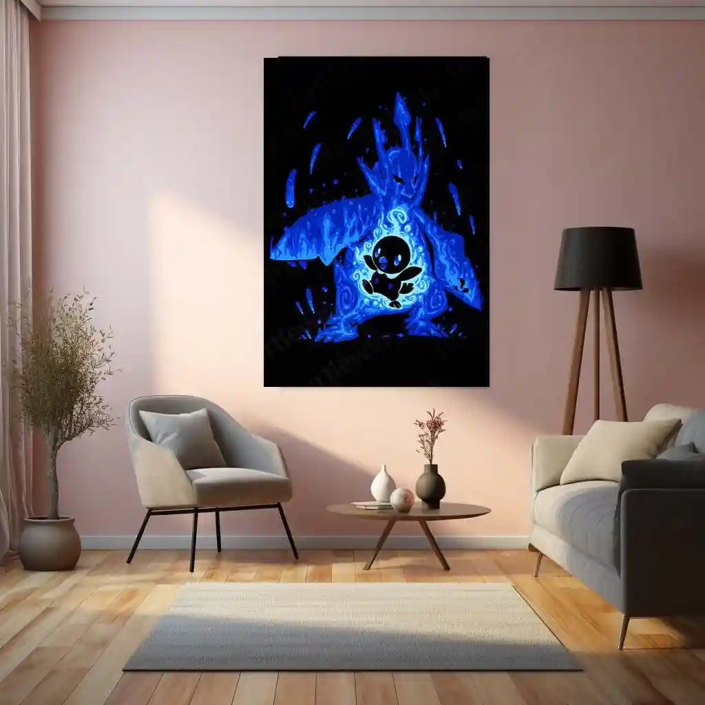 Anime Metal Poster | The Water Emperor Within | Sovereign Awakening Pokemon Metal Frame Inner Resolve, Royal Power & Unbreakable Will Wall Art - TURTLEWINGS