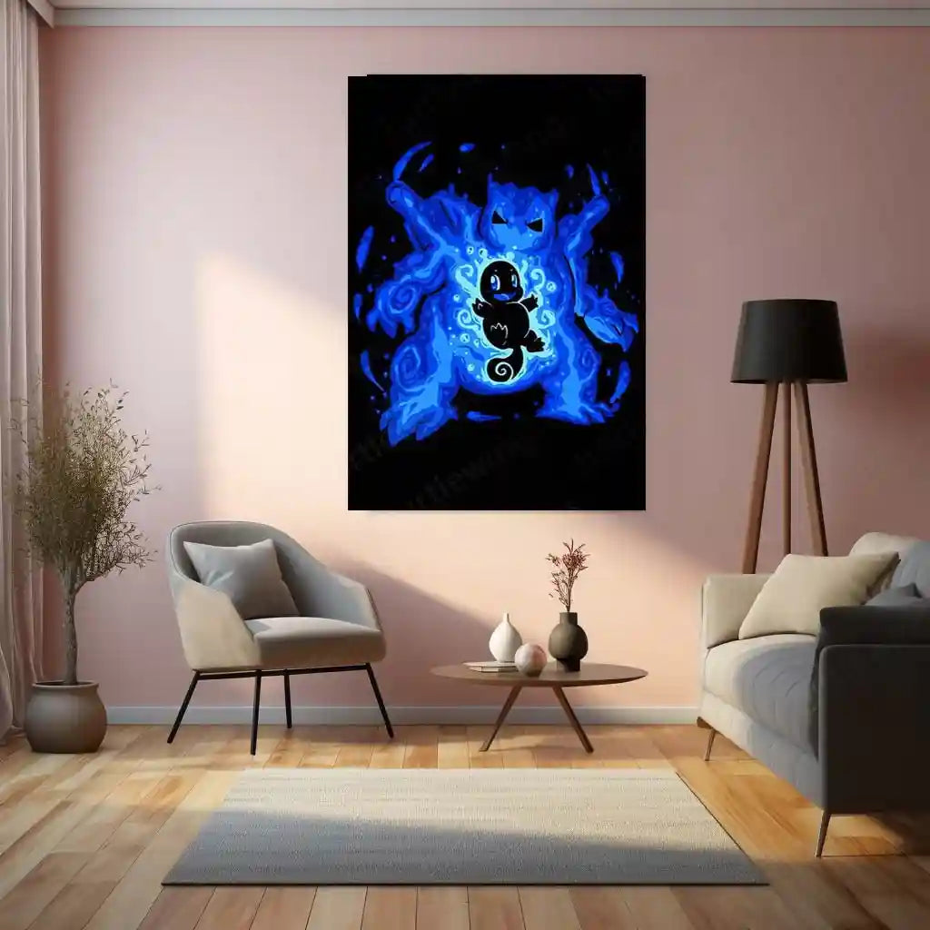 Anime Metal Poster | The Water Tortoise Within | Fortress Awakening Pokemon Metal Frame Inner Defense, Calm Power & Unbreakable Strength Wall Art - TURTLEWINGS