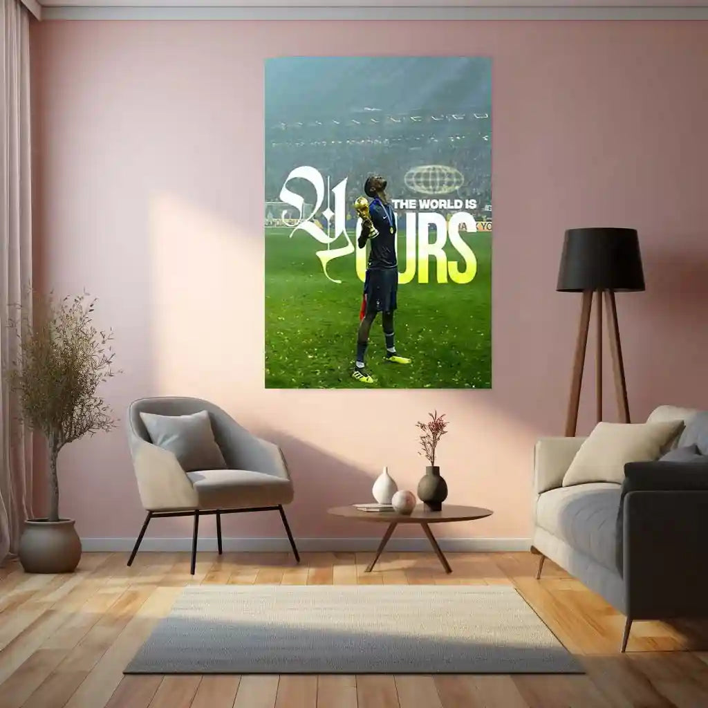 Quote Metal Poster | Paul Pogba – The World Is Yours Metal Frame Elite Football Confidence Wall Art | Champion Mindset Soccer Quote Metal Poster - TURTLEWINGS