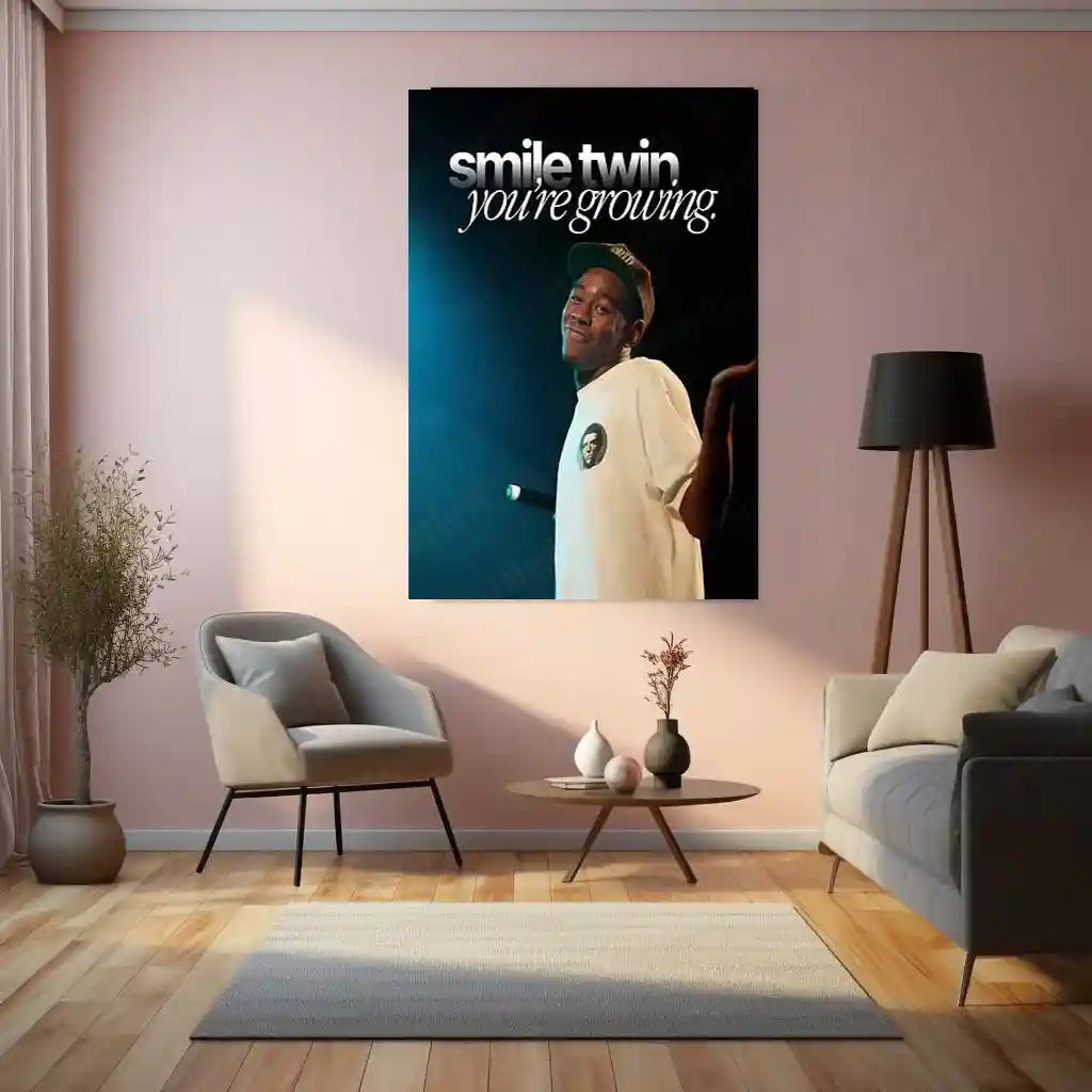 Quote Metal Poster | Tyler - The Creator Quote Metal Frame Wall Art | “Smile twin, you’re growing.” Motivation Poster | Premium Metal Frame - TURTLEWINGS