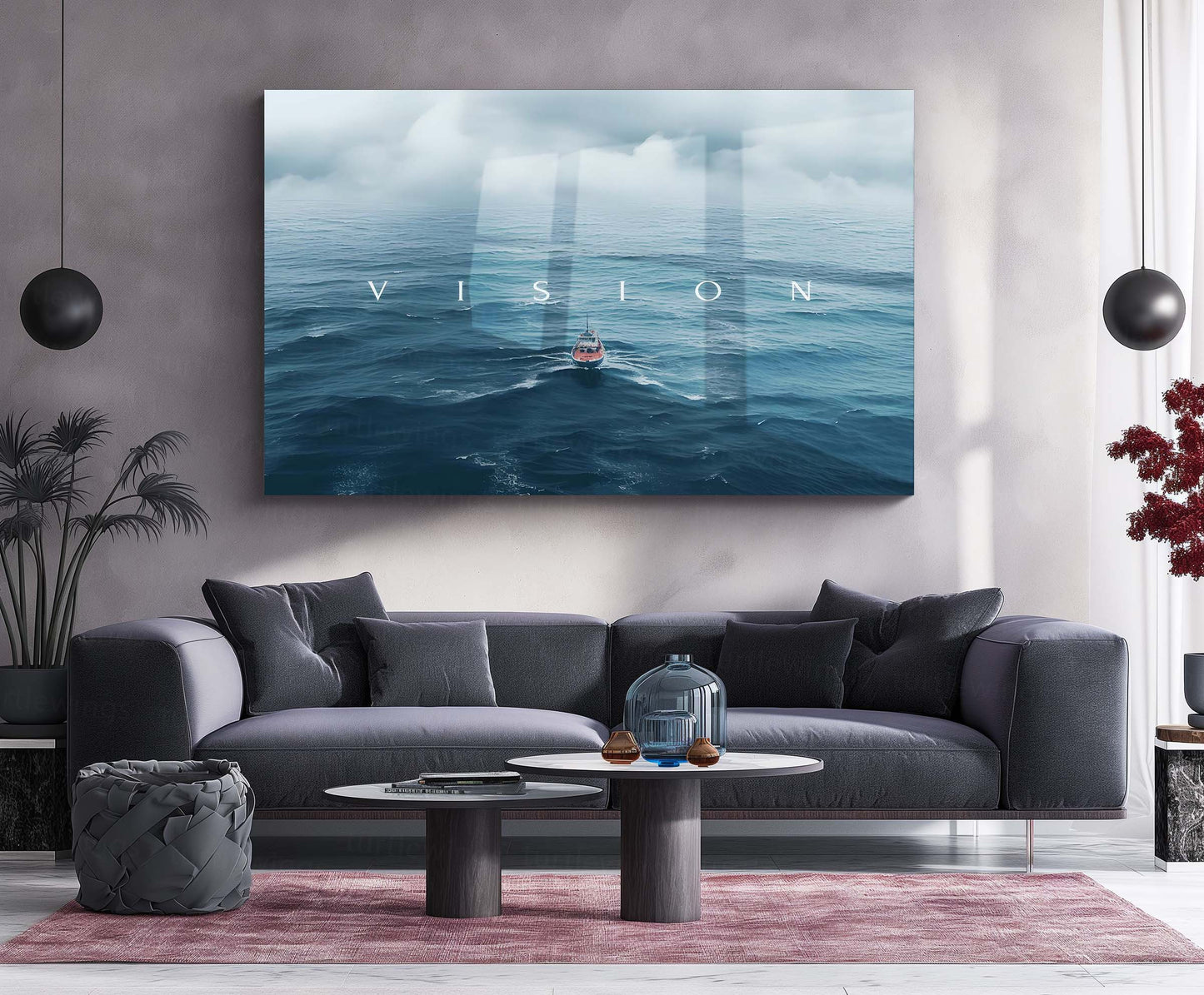 Vision Ocean Boat Art Metal Poster | Minimalist Motivation Wall Art | Inspirational Metal Poster