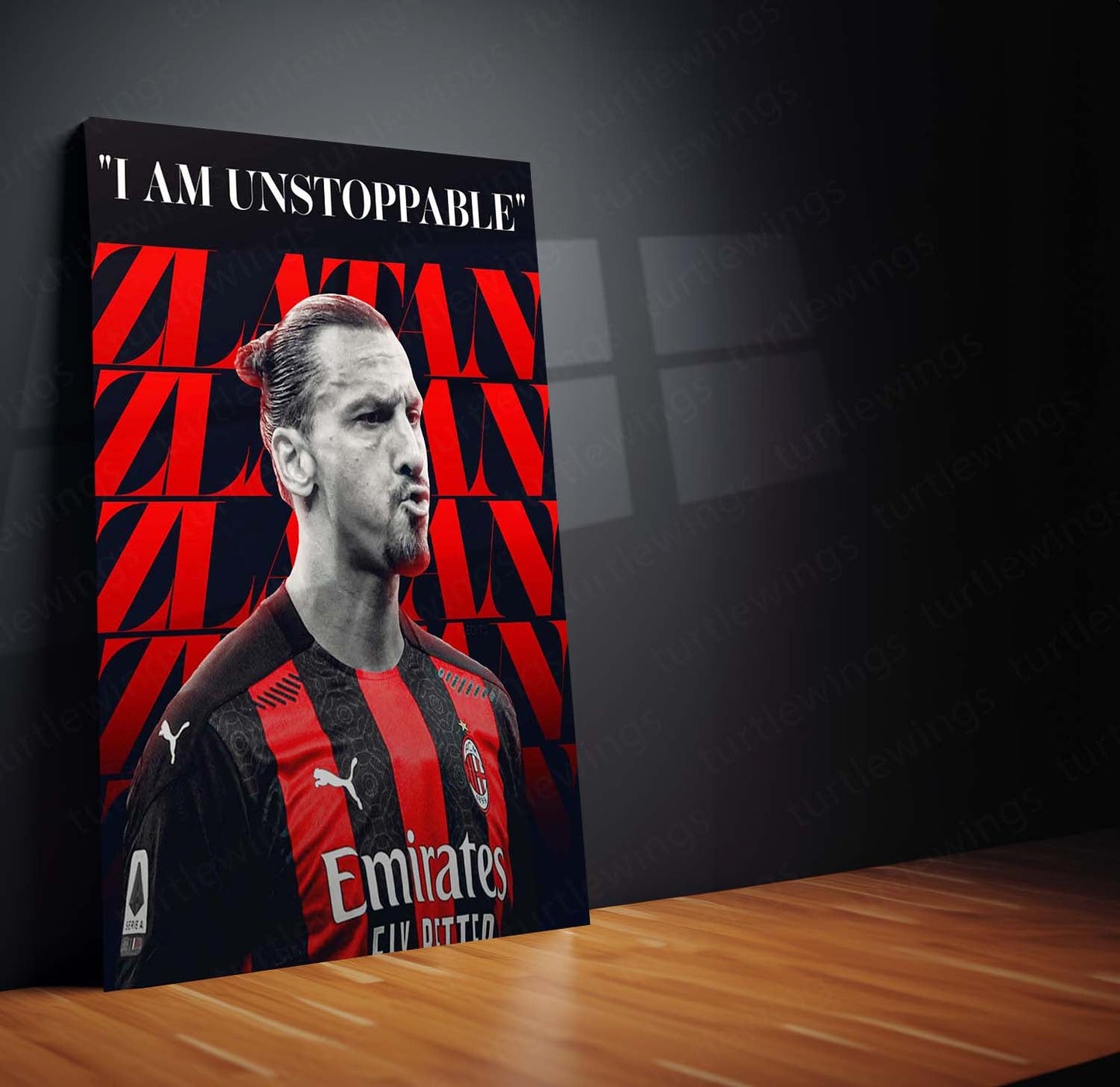 Zlatan Ibrahimović AC Milan Metal Frame – "I Am Unstoppable" Poster Art | Serie A Icon Wall Decor - TURTLEWINGS