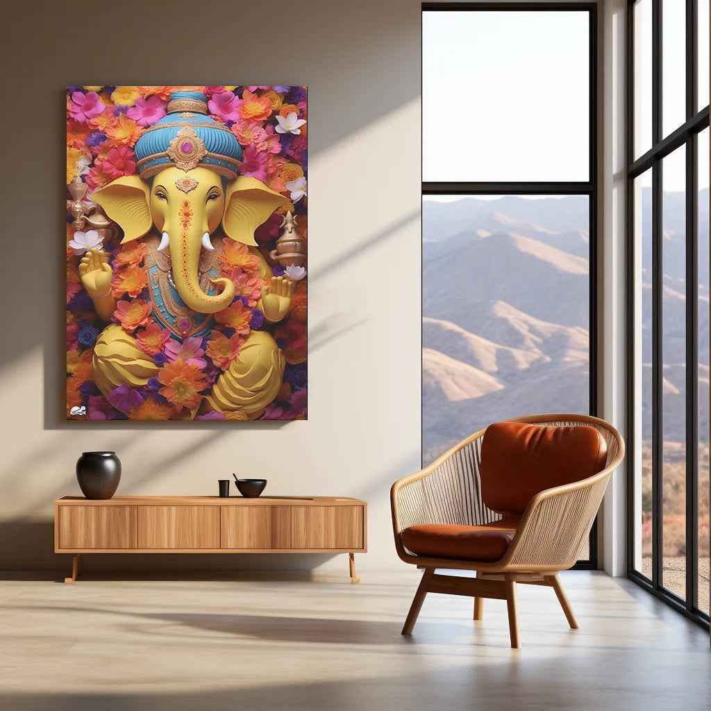 Ganpati Metal Poster | Lord Ganesha Spiritual Wall Art - TURTLEWINGS