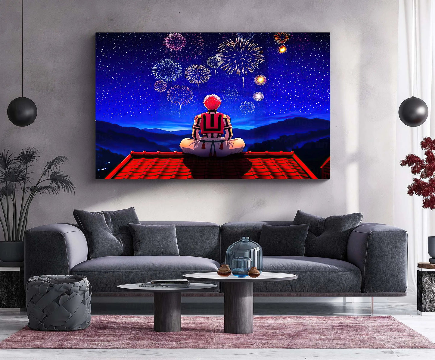 Anime Metal Poster | Akaza – Fireworks of Destruction | Demon Slayer Anime Metal Frame Dark Anime Aesthetic Wall Art - TURTLEWINGS